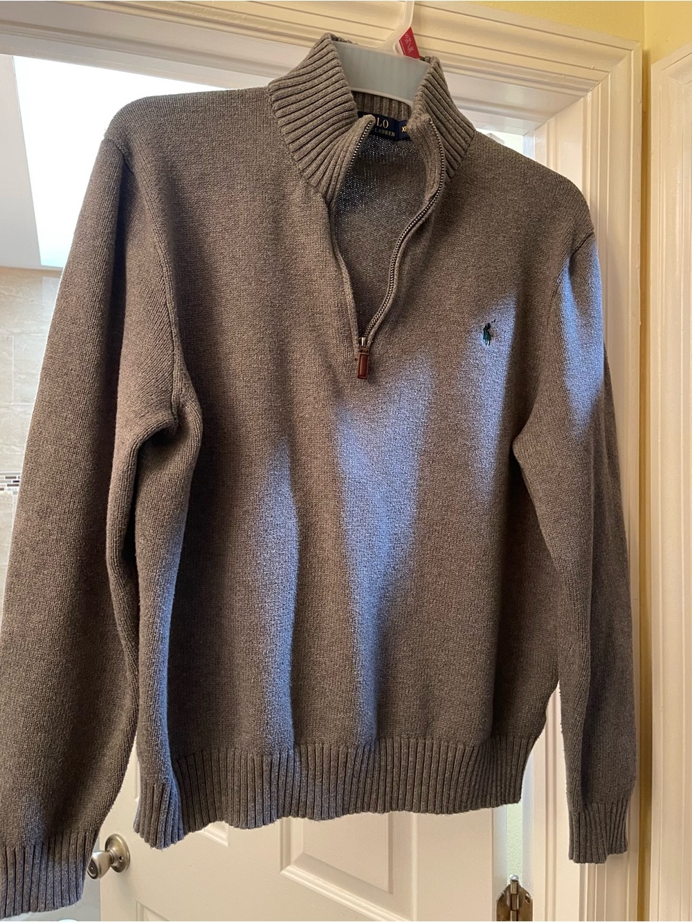 Polo Ralph Lauren Men's Gray Half-Zip Sweater with Polo Logo